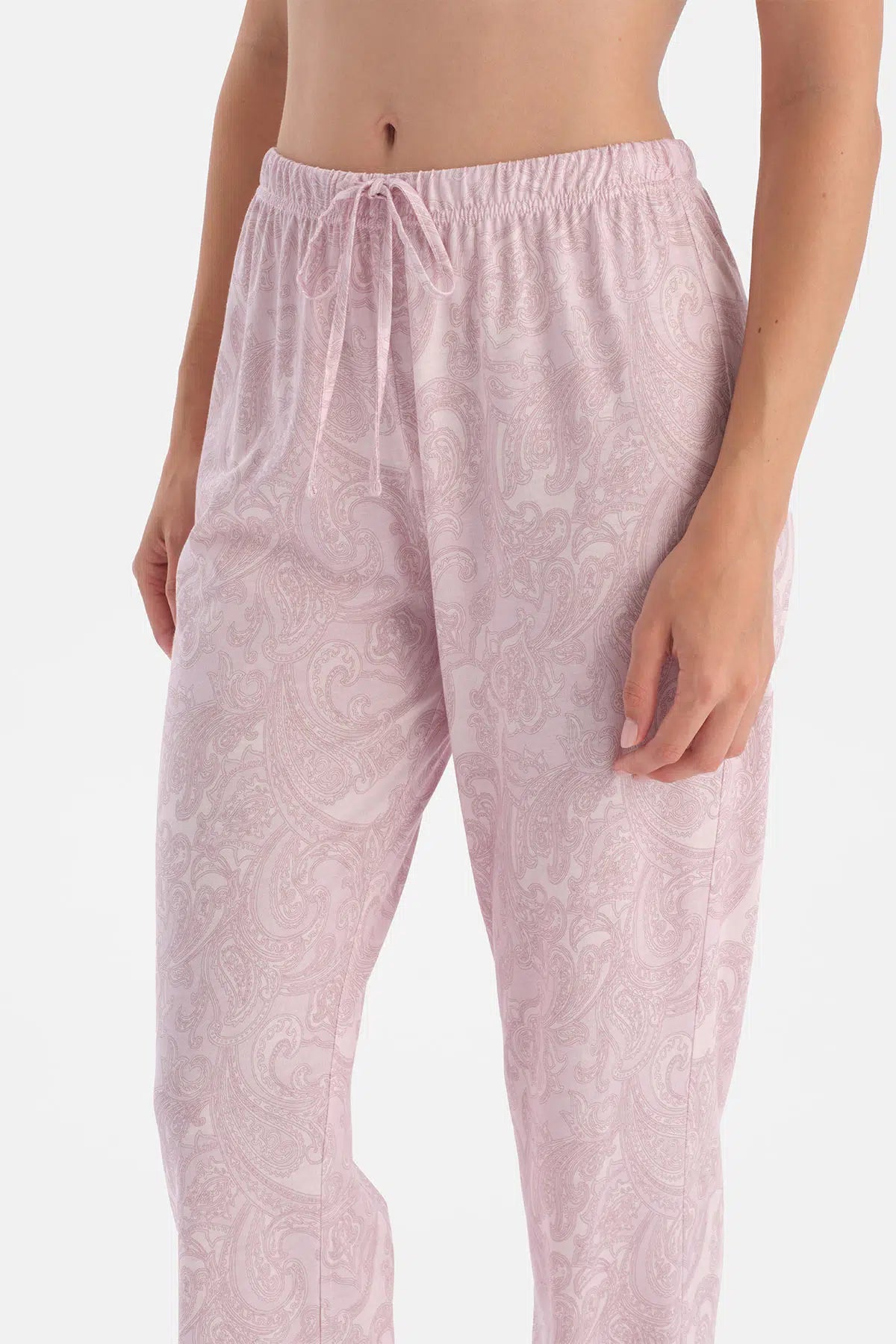 Açık Pembe Şal Desenli Gömlek Pantolon Takım