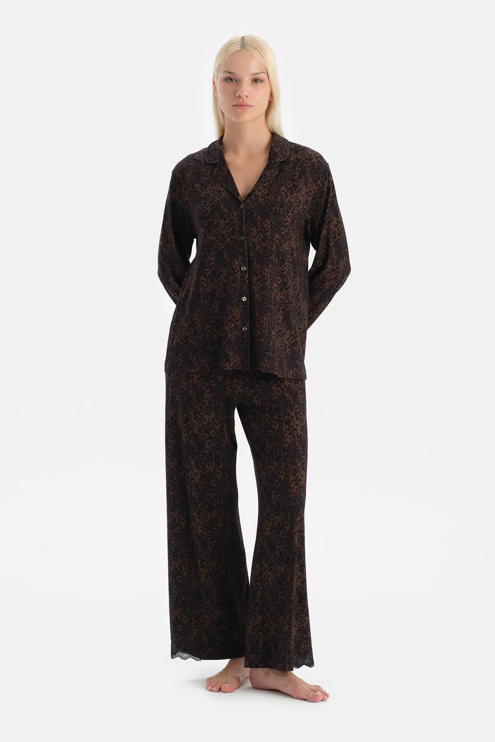 LEOPAR DESENLİ GÖMLEK PANTOLON TAKIM