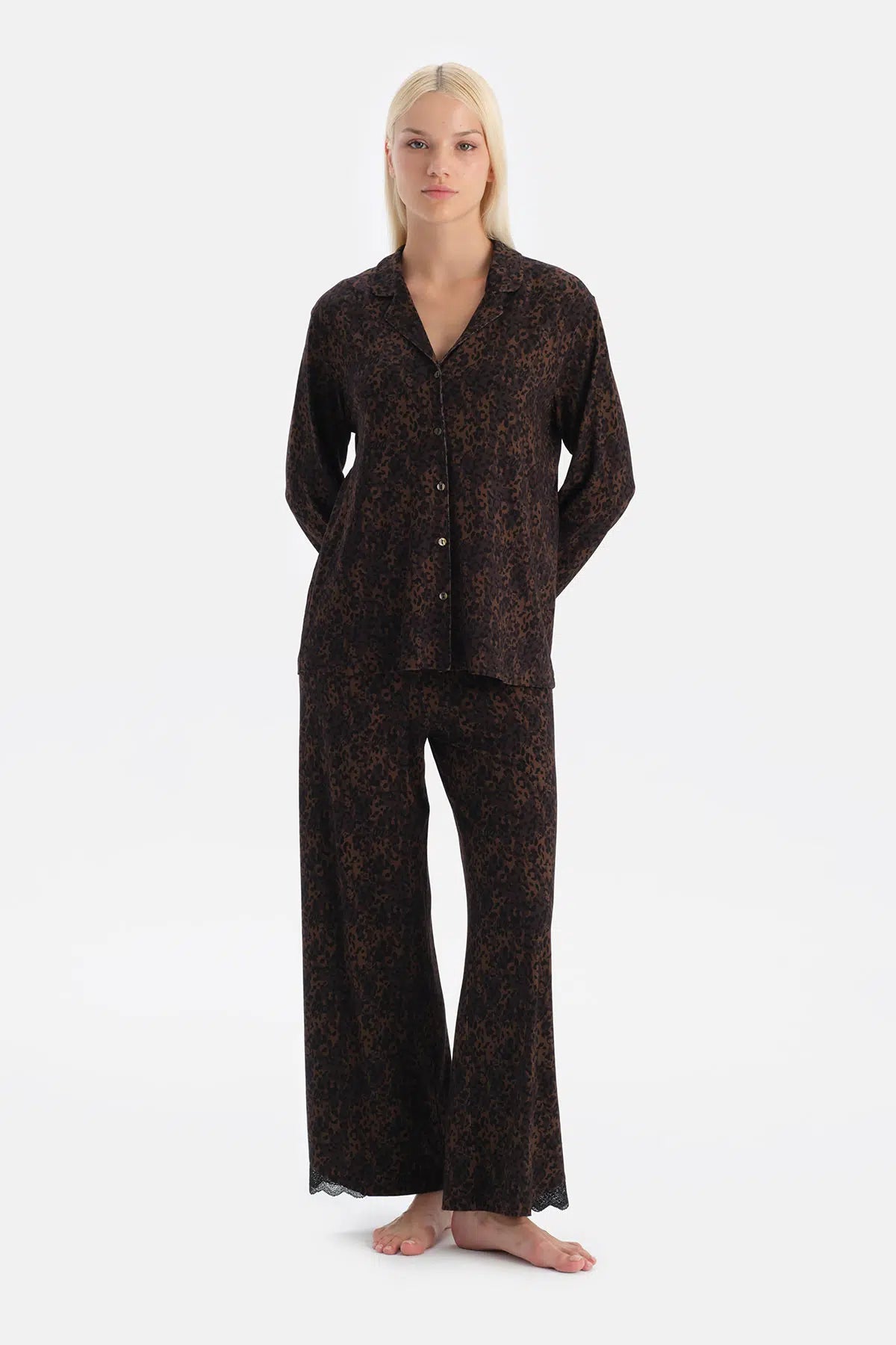 LEOPAR DESENLİ GÖMLEK PANTOLON TAKIM