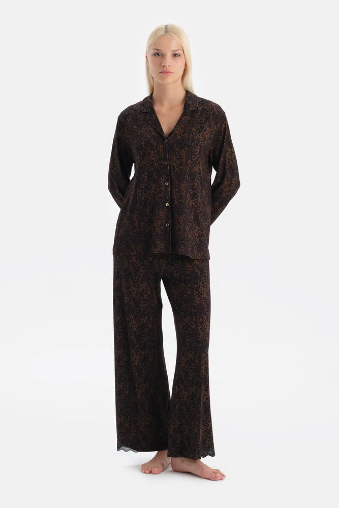 LEOPAR DESENLİ GÖMLEK PANTOLON TAKIM