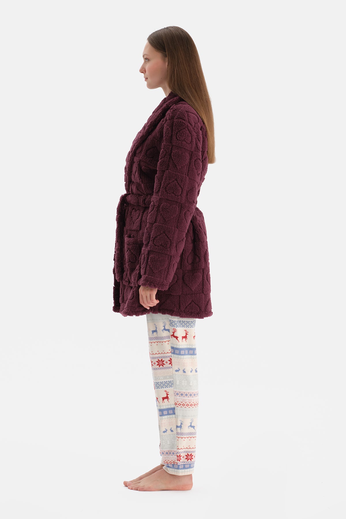 Bordo Kalpli Sabahlık