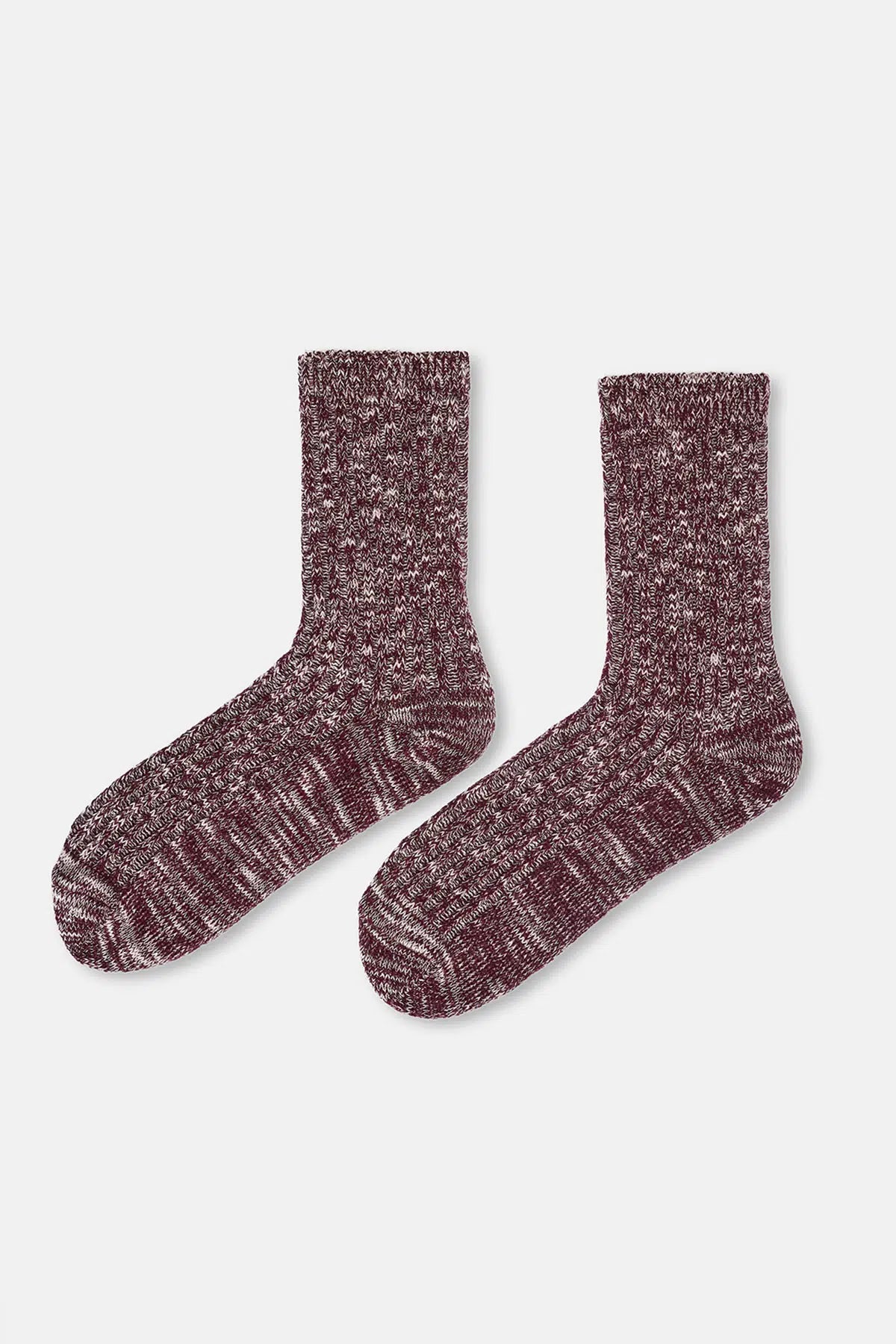 Bordo Kadın Pamuklu Kışlık Çorap