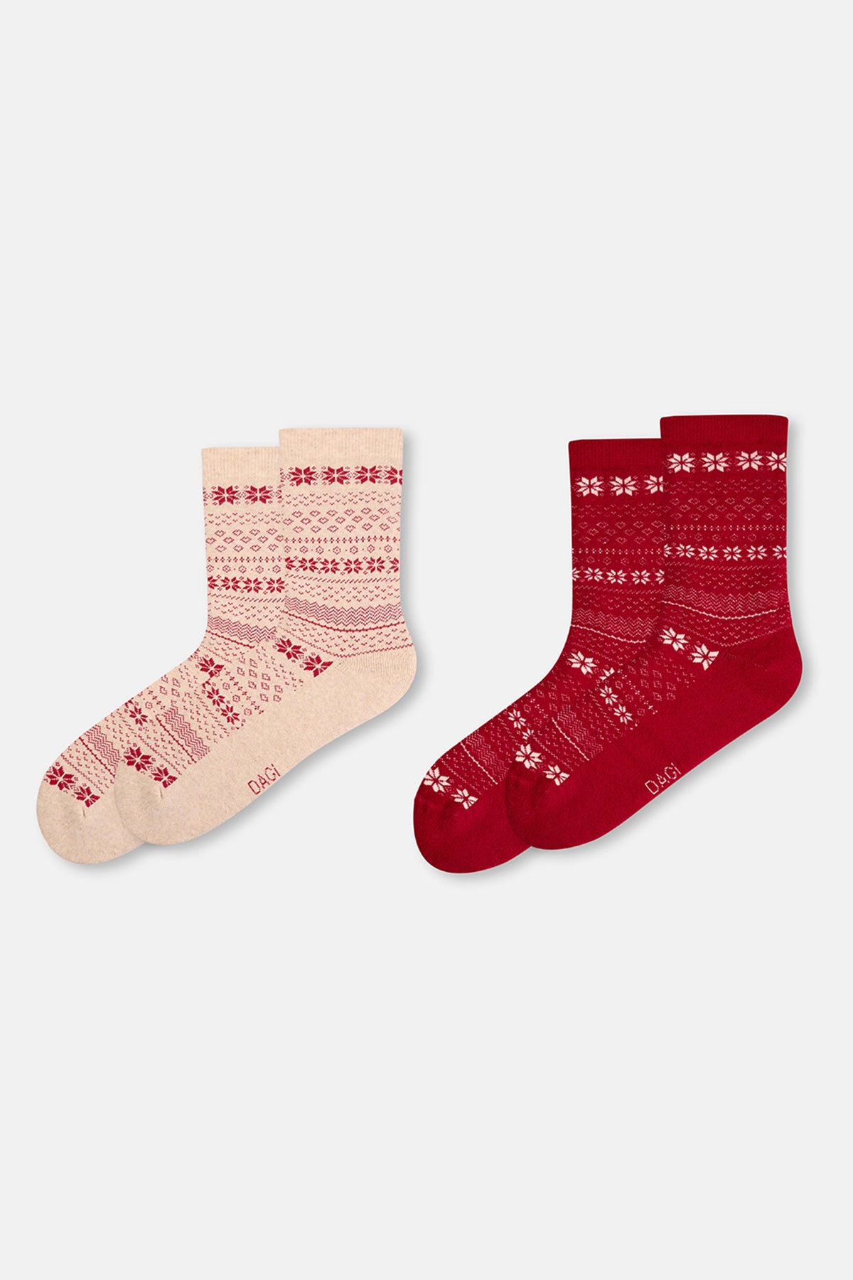 KADIN 2'Lİ KAR DESENLİ HAVLU ÇORAP