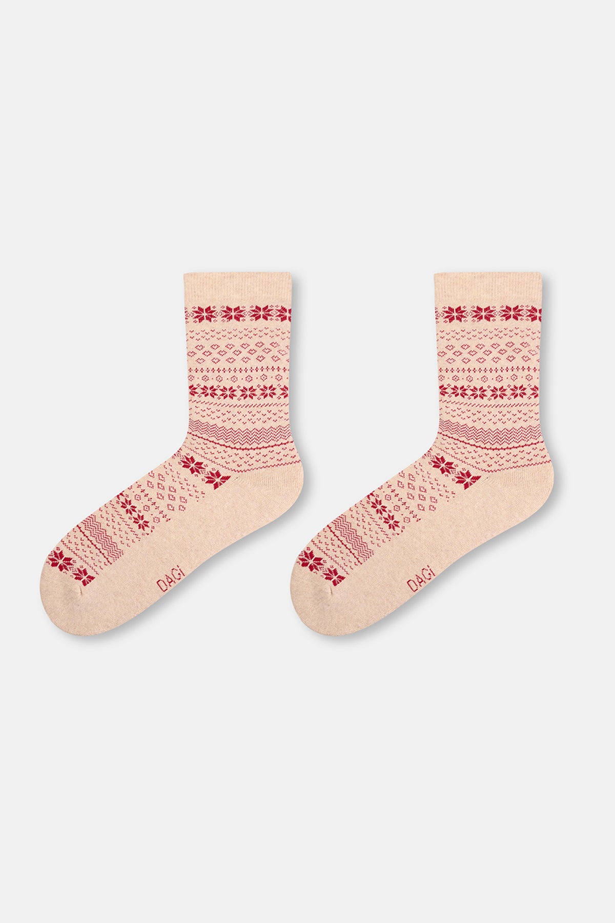 KADIN 2'Lİ KAR DESENLİ HAVLU ÇORAP