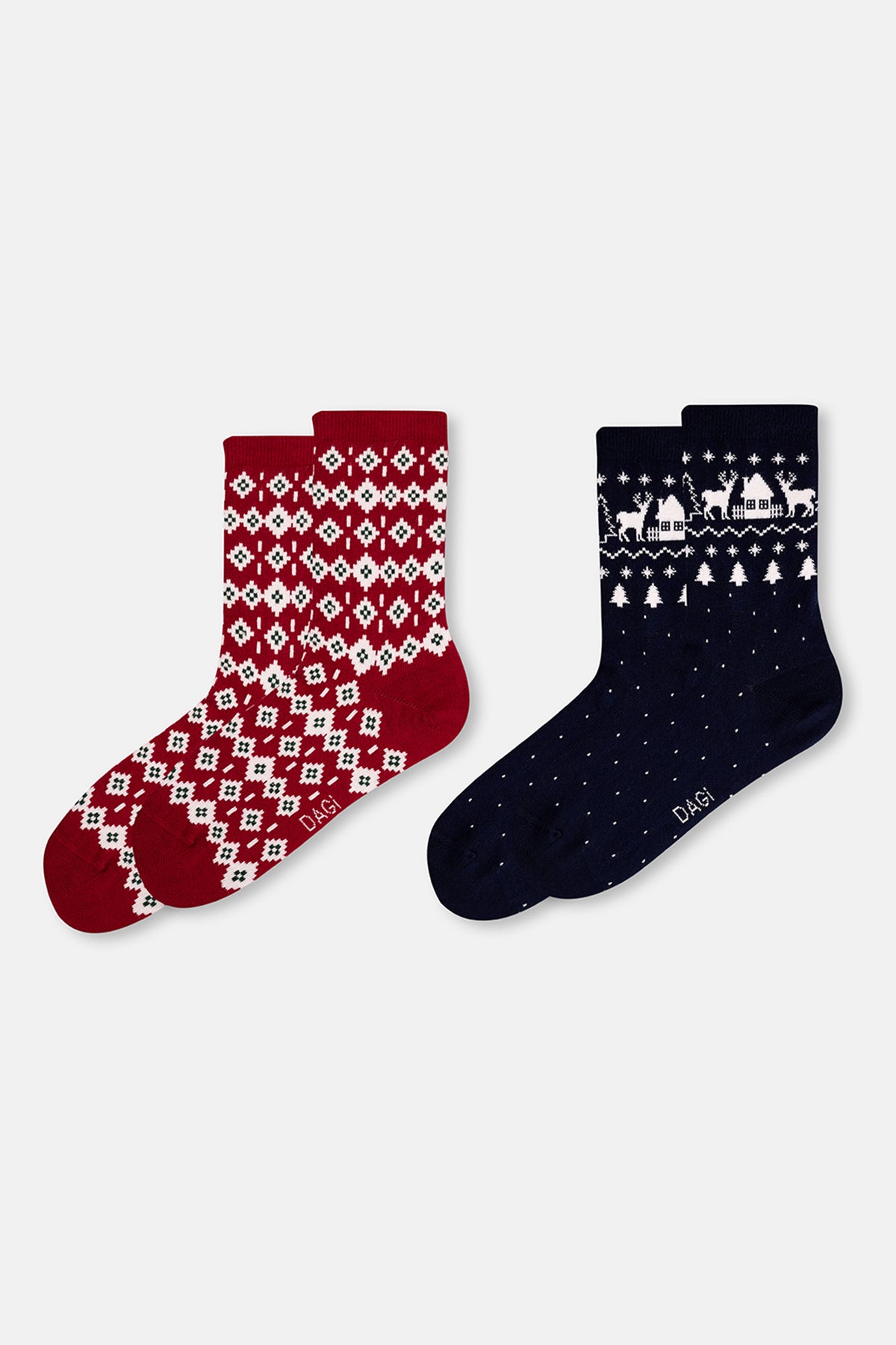 KADIN 2'Lİ EV DESENLİ ÇORAP