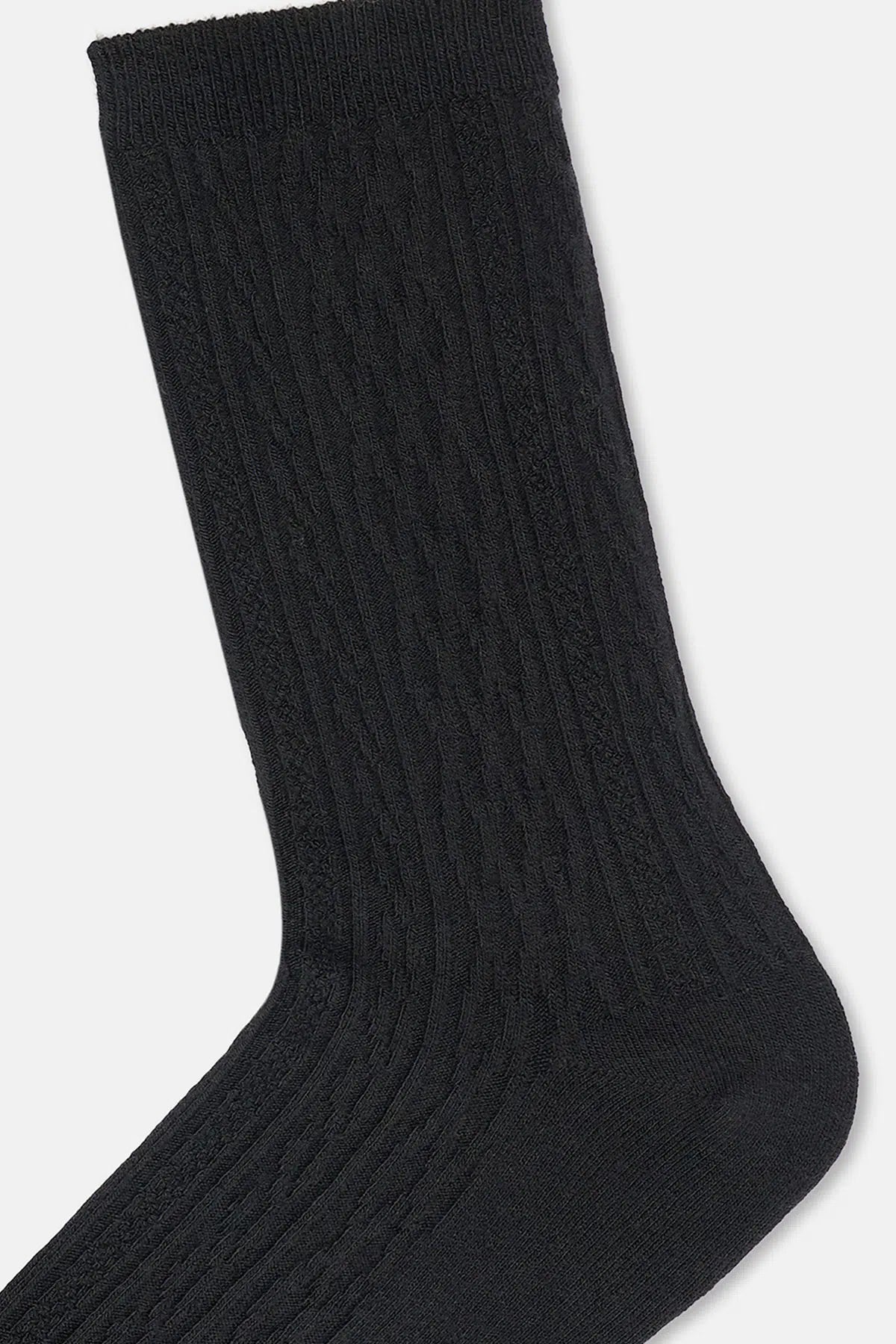 Siyah Kadın Örgü Desen Bambu Çorap