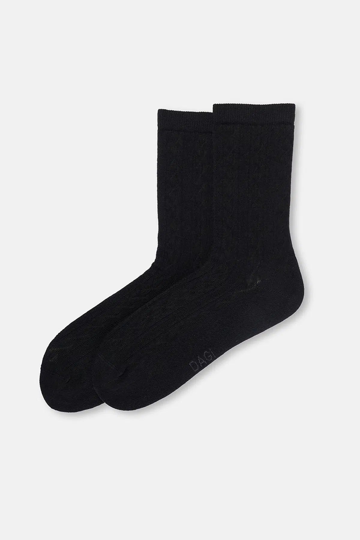 Ekru-Siyah Kadın 2'li Örgü Desenli Çorap