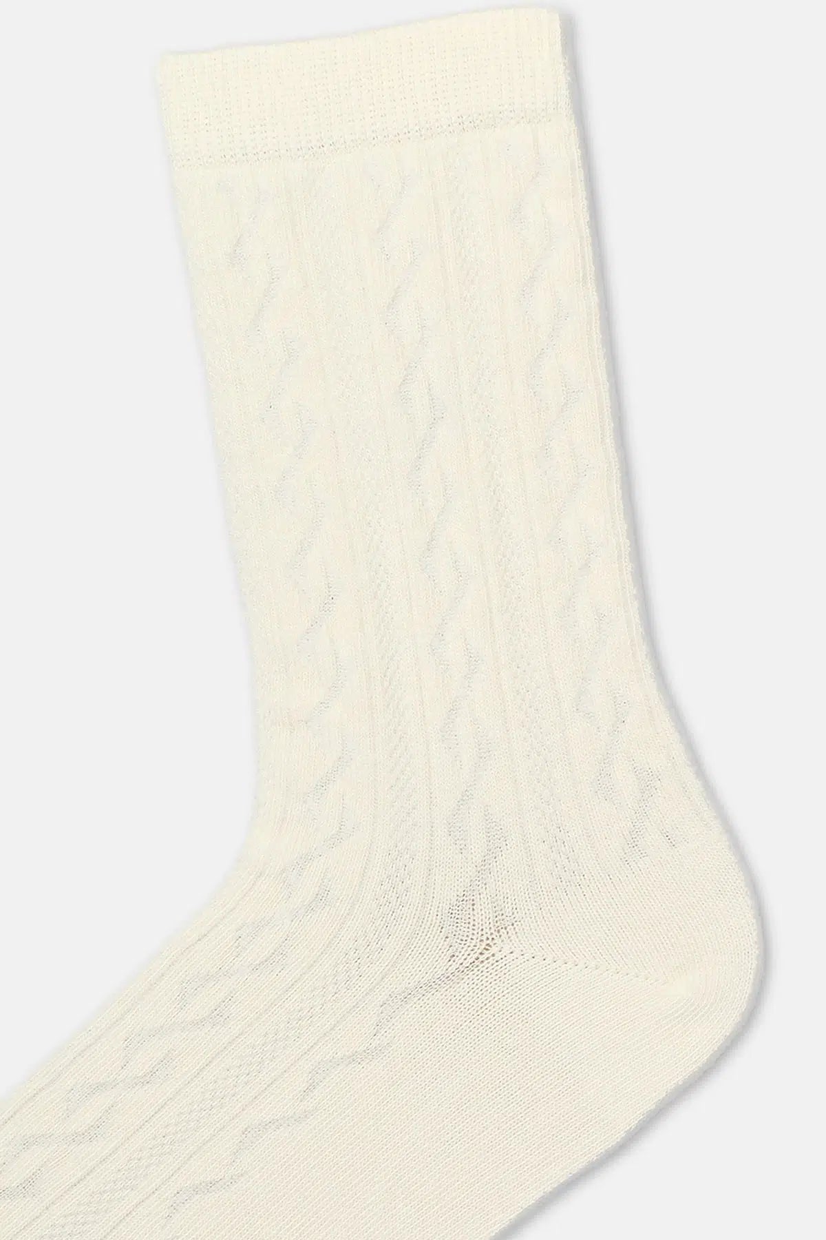 Ekru-Siyah Kadın 2'li Örgü Desenli Çorap