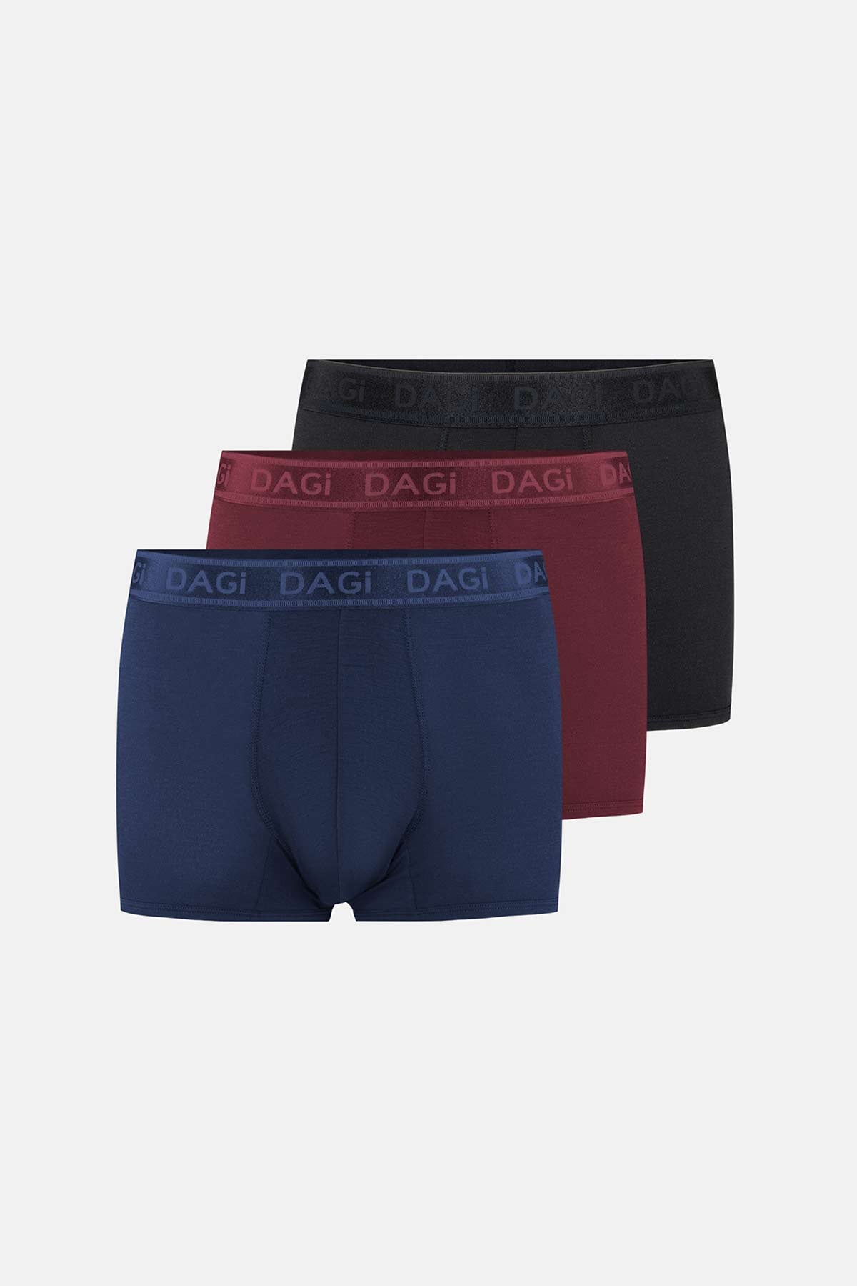 Siyah-Bordo-Lacivert 3'lü Düz Micro Modal Boxer