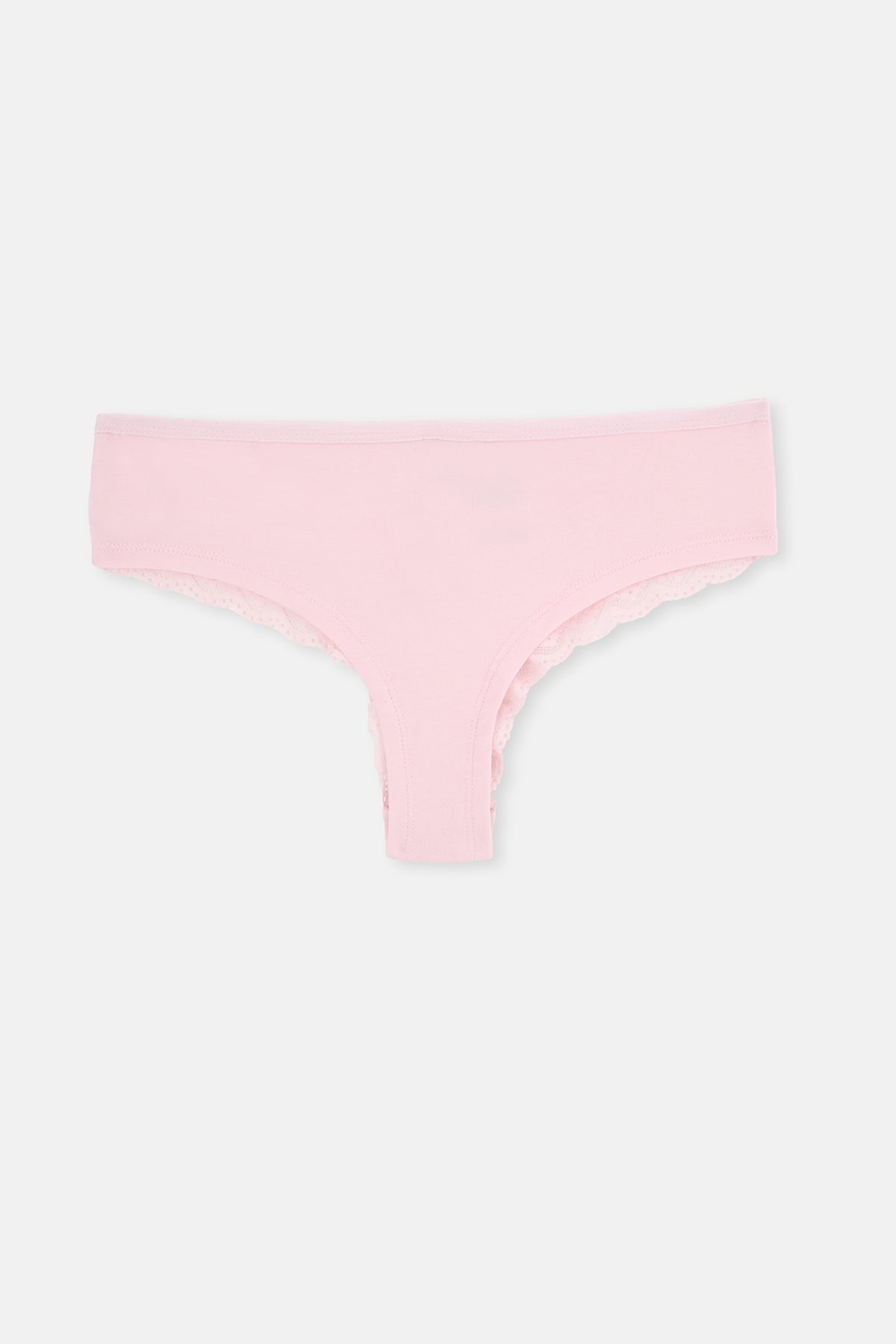 Pembe-Sarı 3'lü Arkası Dantel Detaylı Düz Brazilian Külot