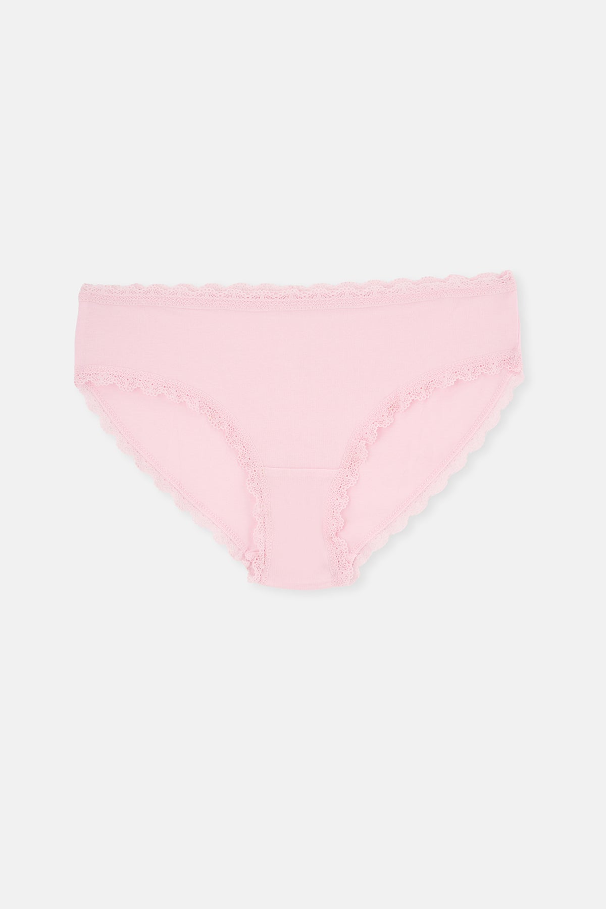 Pembe-Sarı 3'lü Bel Ve Paça Dantel Detaylı Düz Hipster Külot