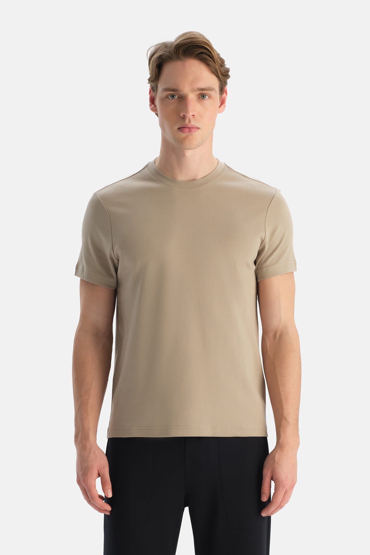 Taş Bisiklet Yaka Pamuklu Basic Tişört