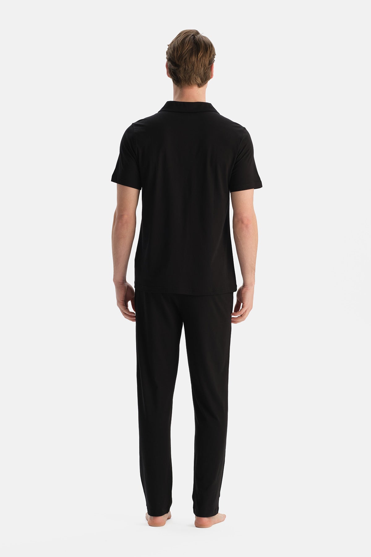 Siyah Kısa Kollu Gömlek Pantolon Takım