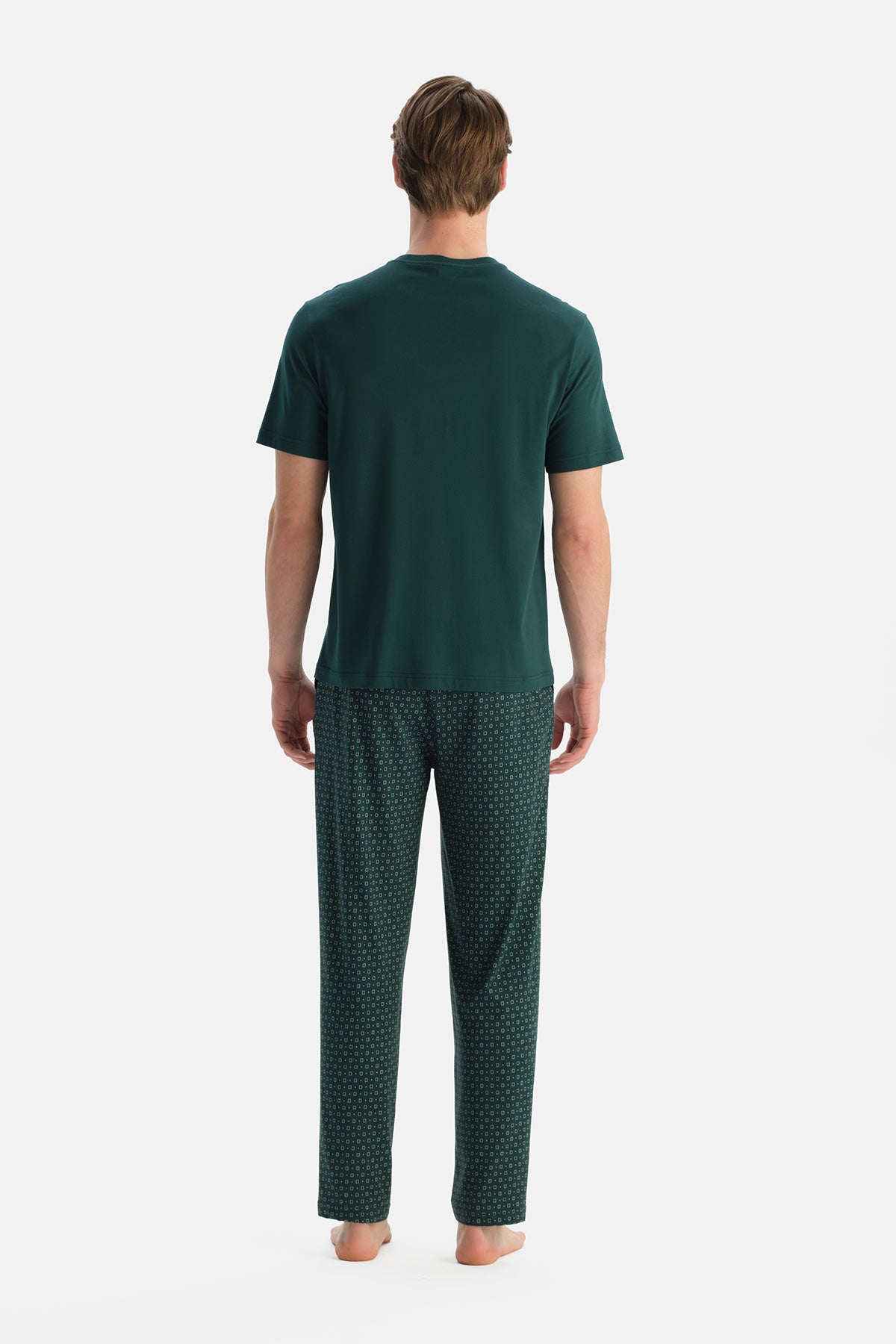 Petrol Yeşili Yarım Patlı Tişört Pantolon Takım