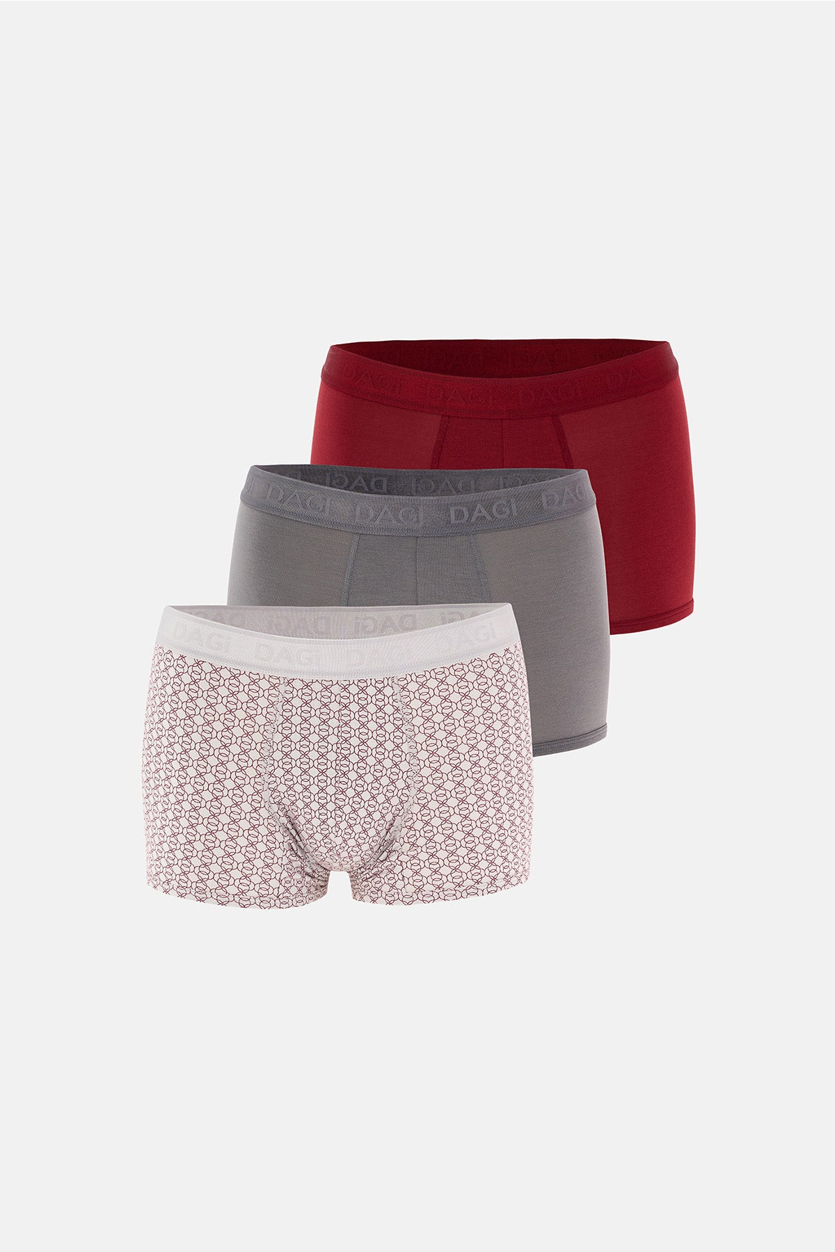 Gri-Kırmıxı 4210 3'lü Desenli Micro Modal Boxer