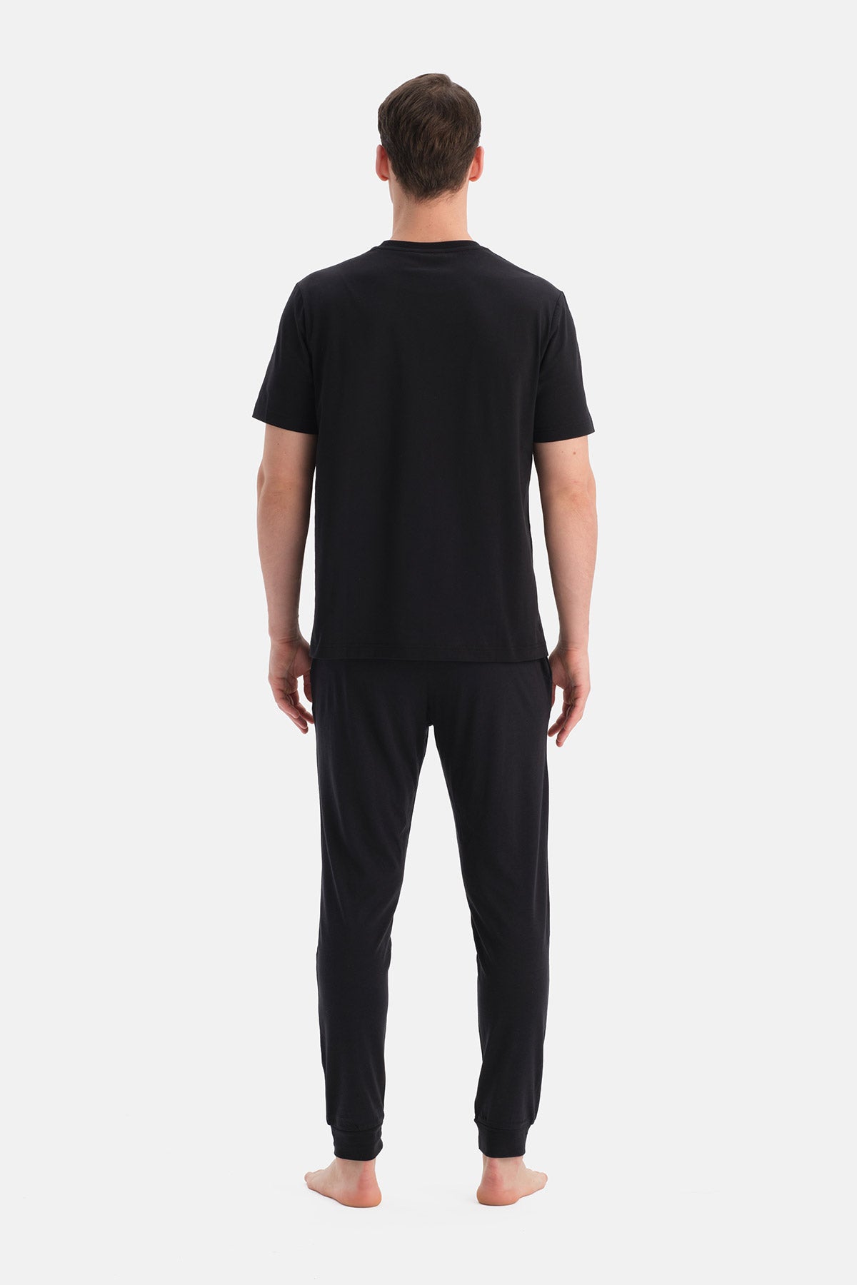 Bordo-Siyah Pamuk Modal Örme Ikili Pijama Altı