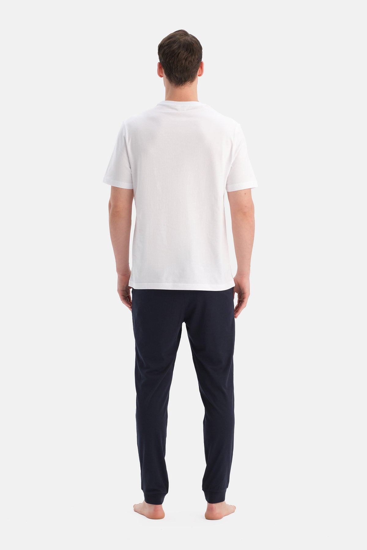 Lacivert-Siyah Pamuk Modal Örme Ikili Pijama Altı