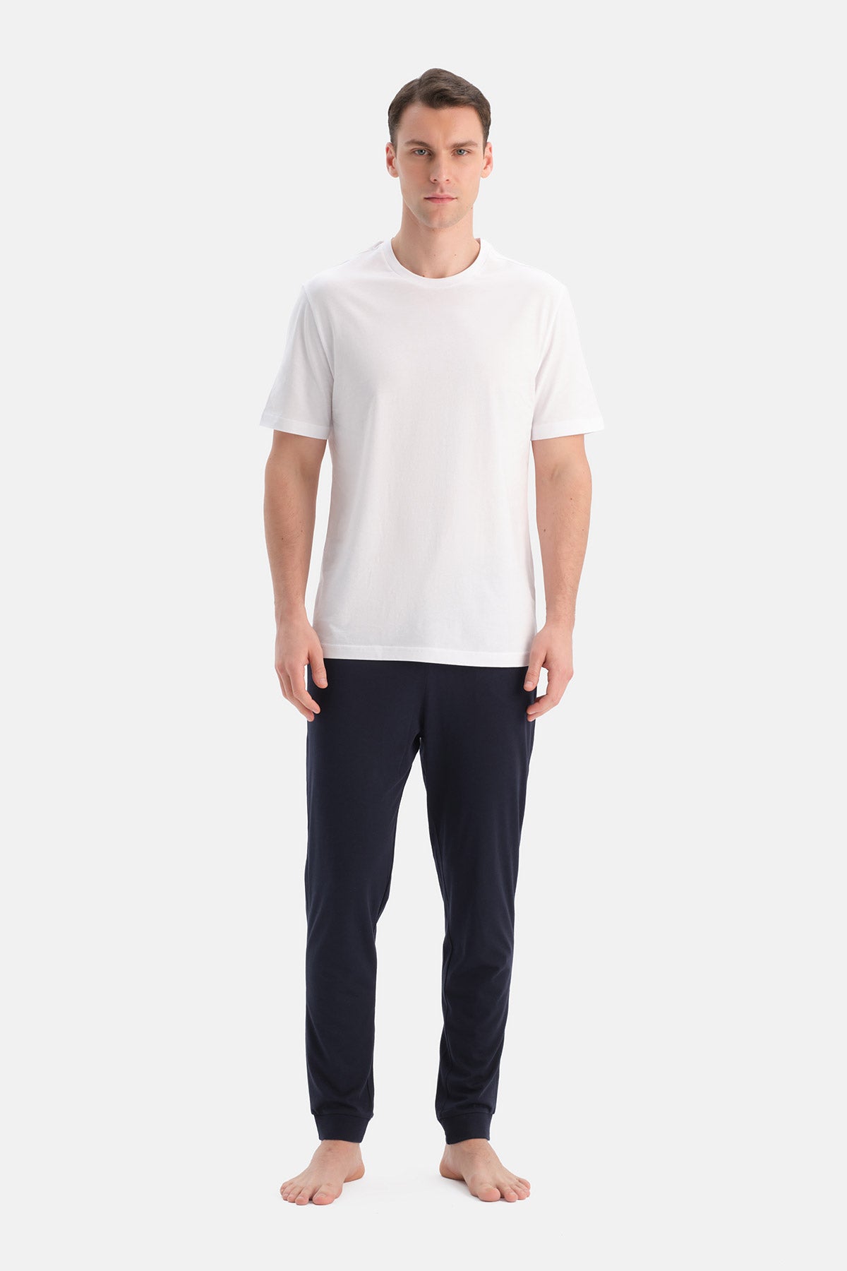 Lacivert-Siyah Pamuk Modal Örme Ikili Pijama Altı
