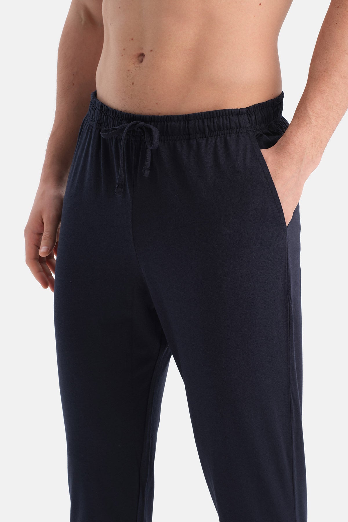 Lacivert-Siyah Pamuk Modal Örme Ikili Pijama Altı