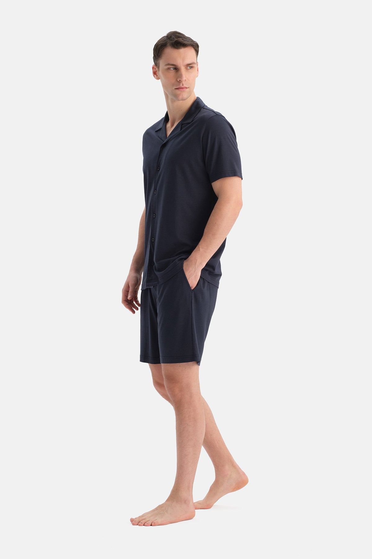 KISA KOLLU PAMUK MODAL GÖMLEK ŞORT TAKIM