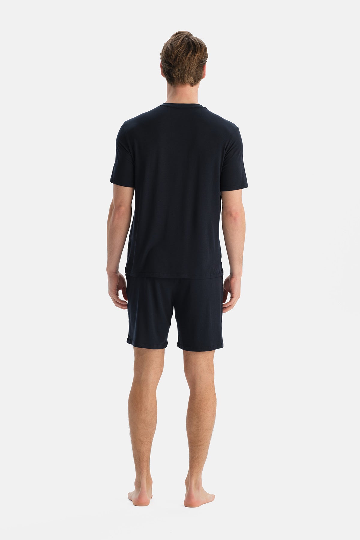 Lacivert Kısa Kollu Patlı Tişört Şort Cooling Takım