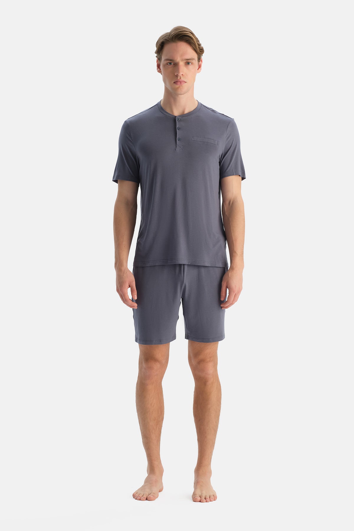 Indigo Kısa Kollu Patlı Tişört Şort Cooling Takım