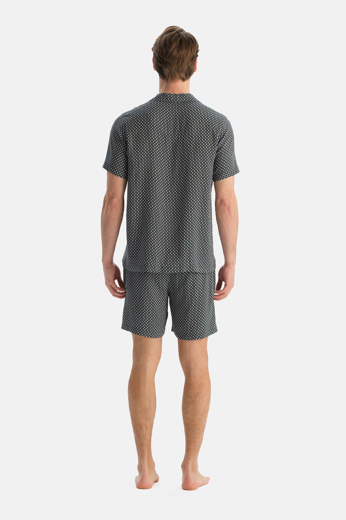 Multicolor Desenli Viskon Dokuma Gömlek Şort Takım