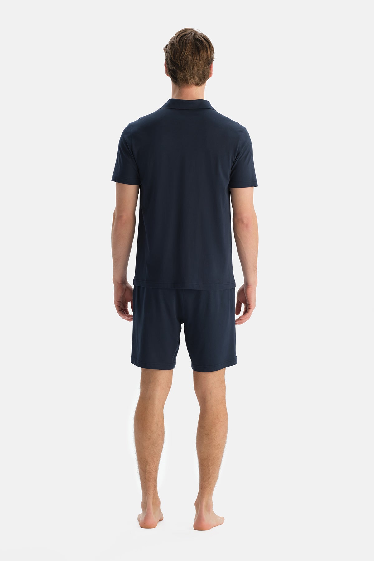 Lacivert Polo Yaka Kısa Kollu Tişört Şort Takım