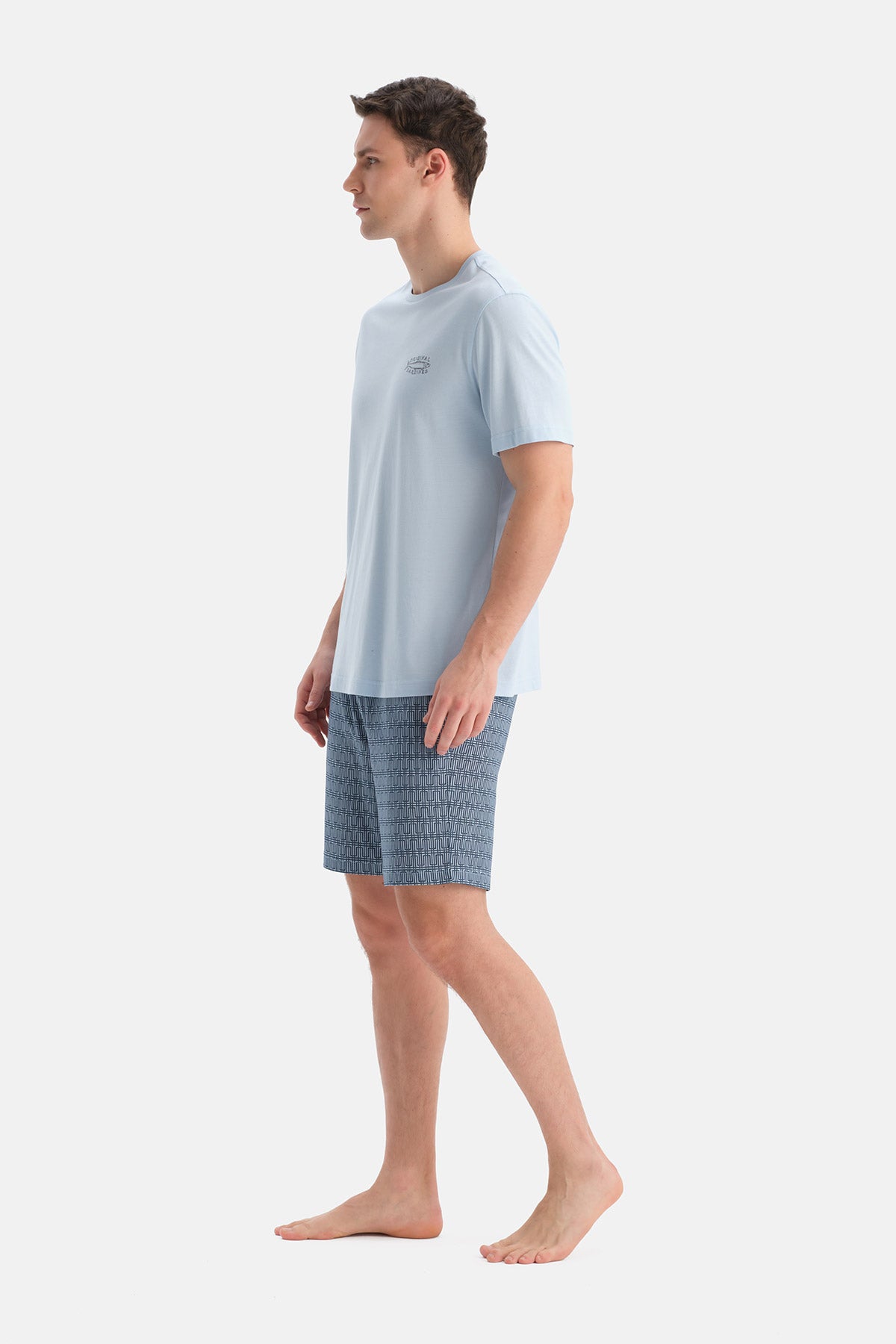 BİSİKLET YAKA BASKI DETAYLI TİŞÖRT ŞORT TAKIM