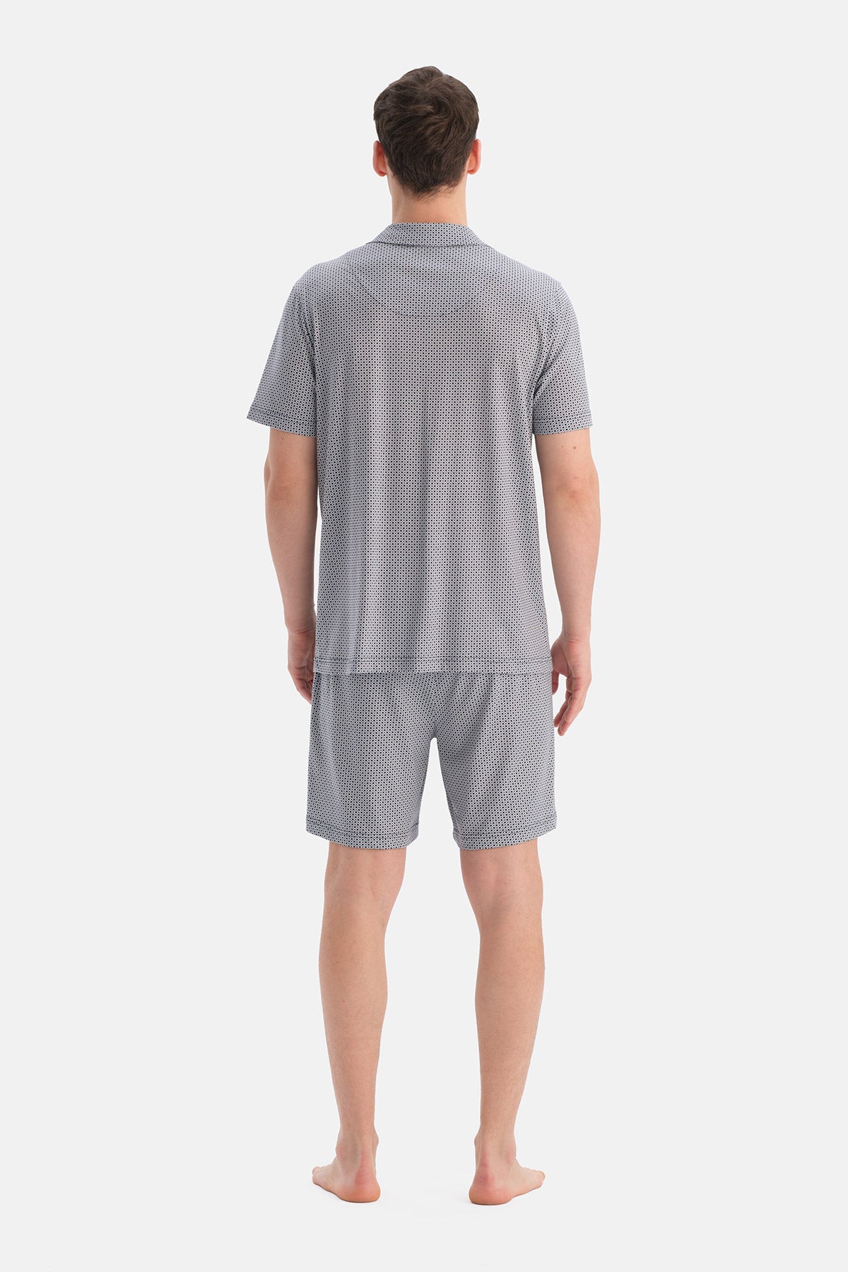 GEOMETRİK DESENLİ KISA KOLLU GÖMLEK ŞORT TAKIM