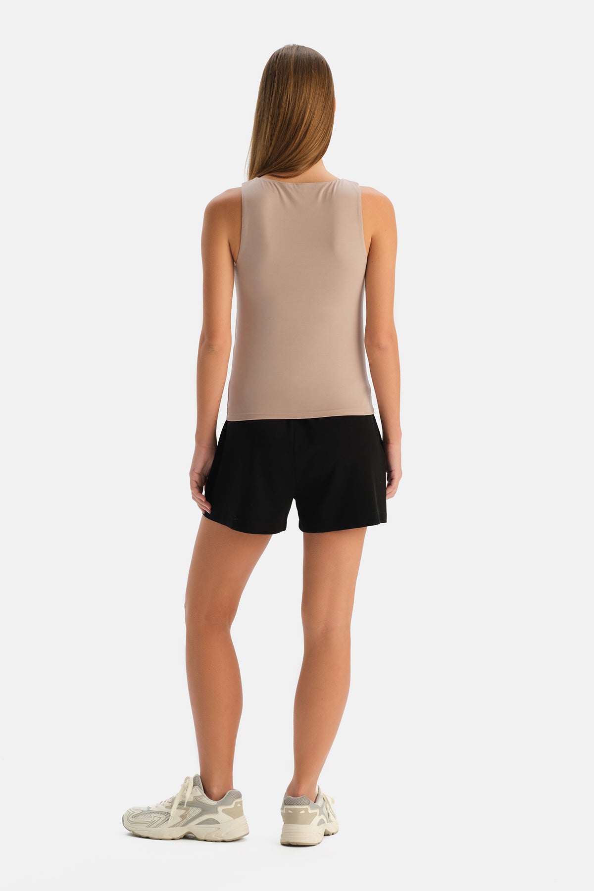 Sütlü Kahve Halter Yaka Basic Modal Atlet