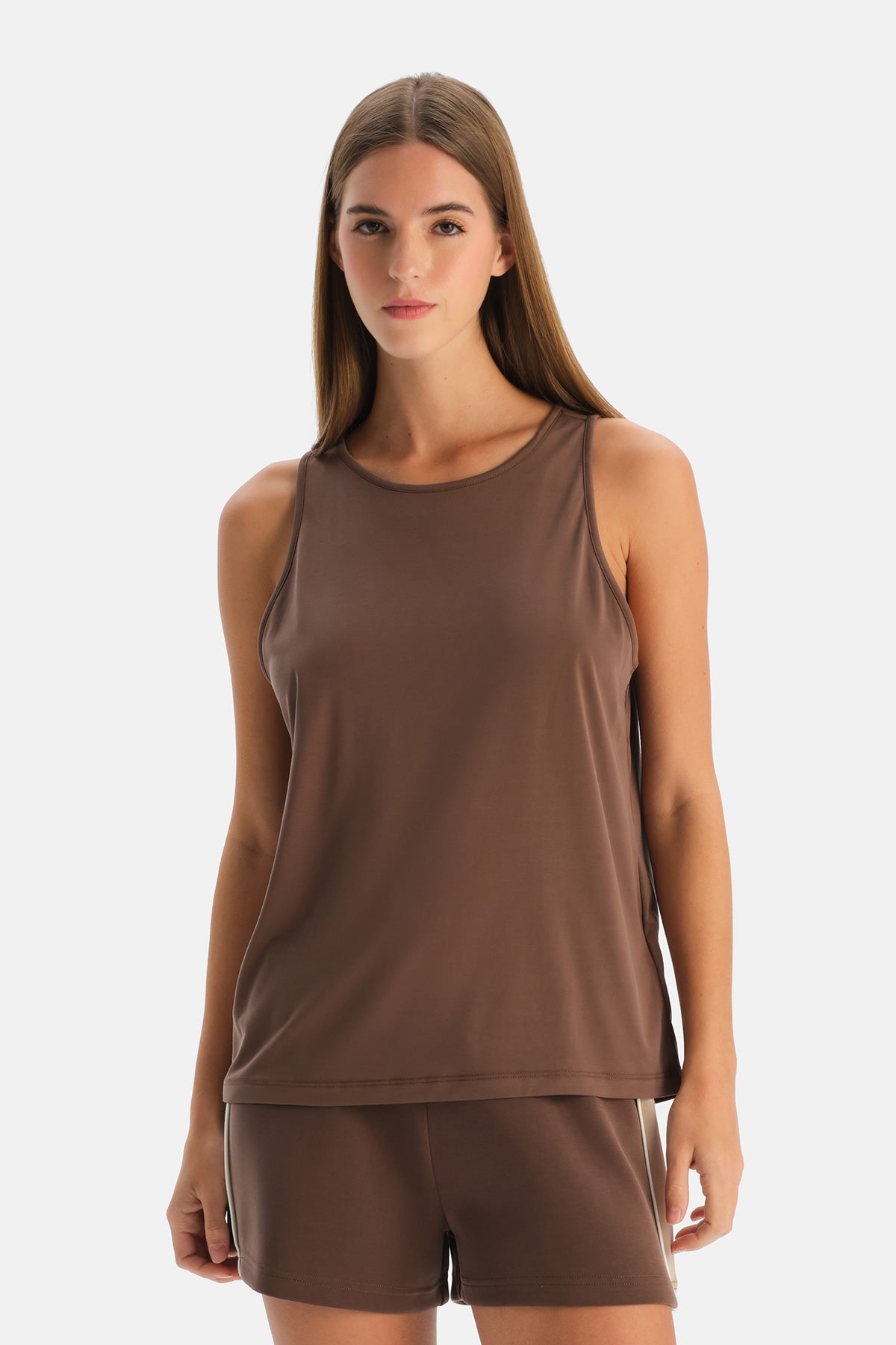 Kahverengi Basic Polyviskon Atlet