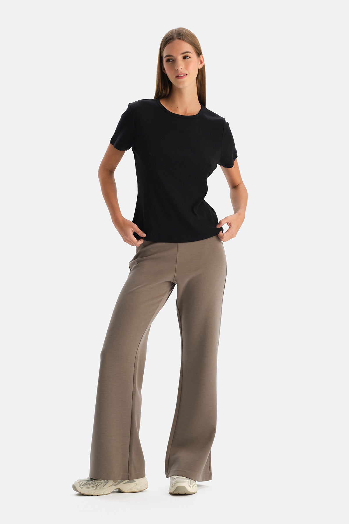 Siyah Rib Modal Basic Tişört