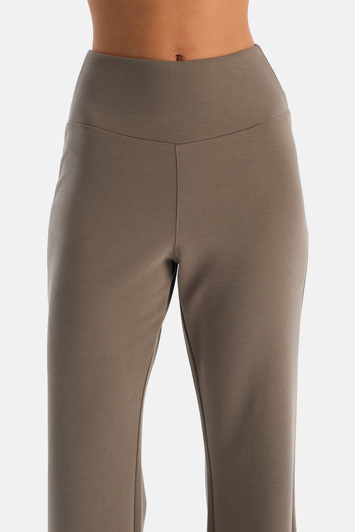 Vizon Rib Modal Karışımlı Yüksek Bel Pantolon