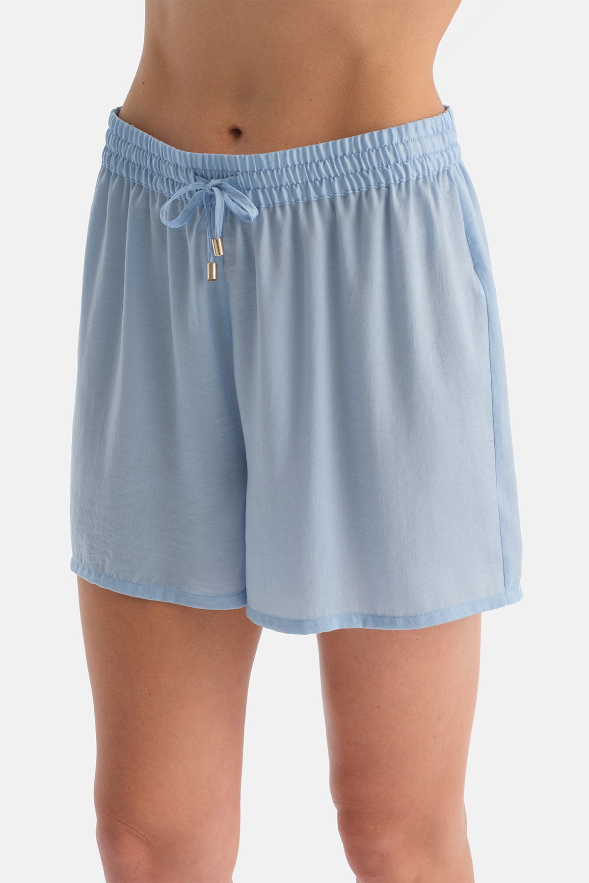 Açık Mavi Dokuma Şort