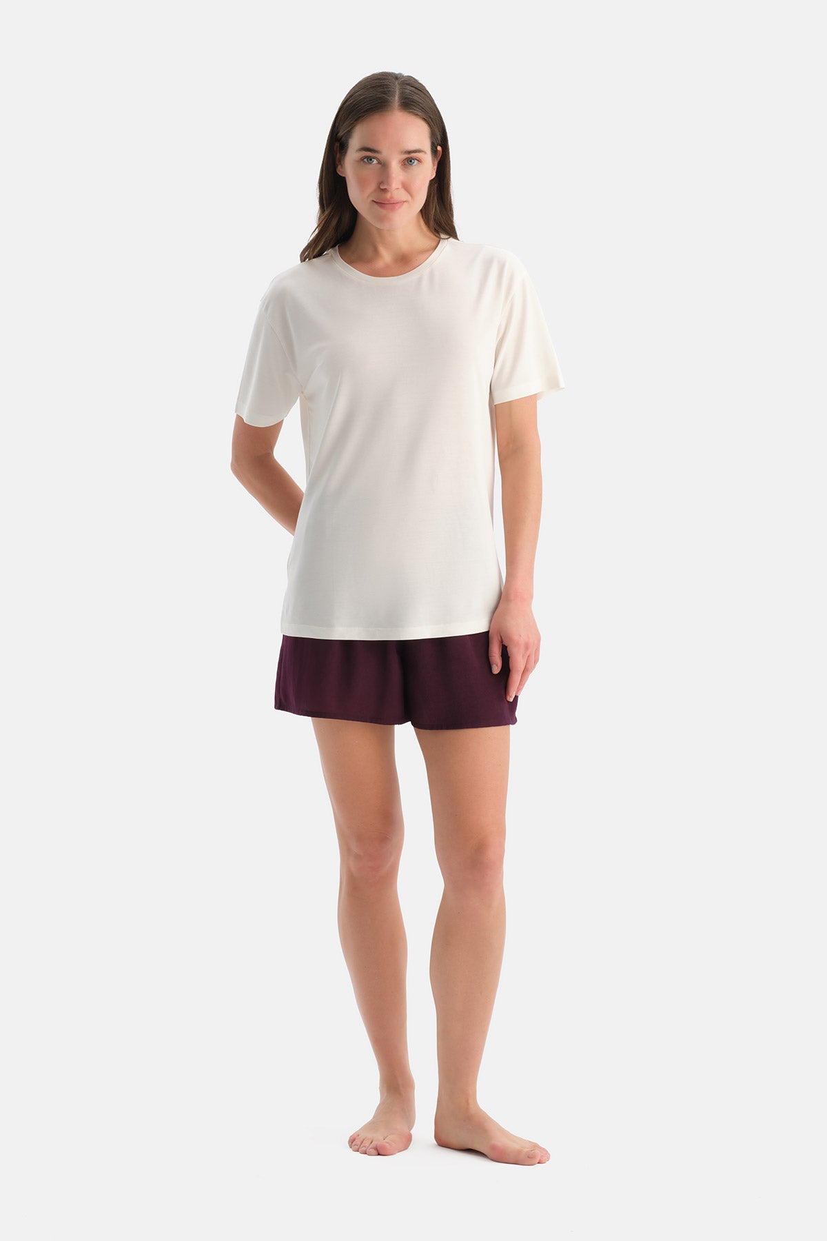 Mürdüm Dokuma Şort