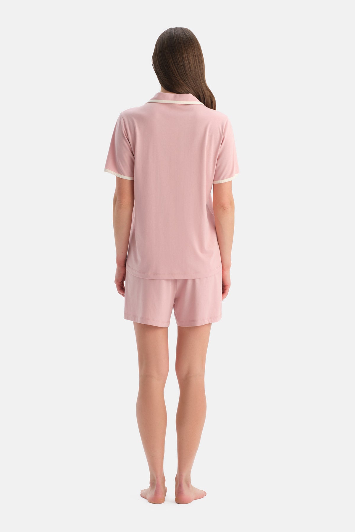 KISA KOLLU PAMUK MODAL GÖMLEK ŞORT TAKIM