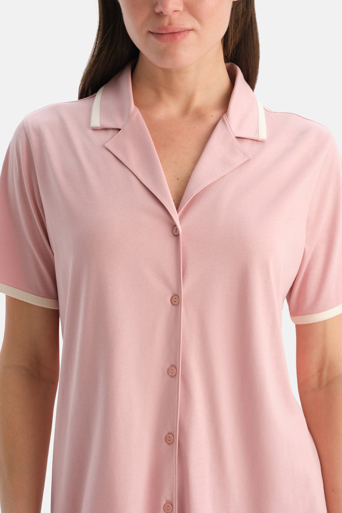 KISA KOLLU PAMUK MODAL GÖMLEK ŞORT TAKIM