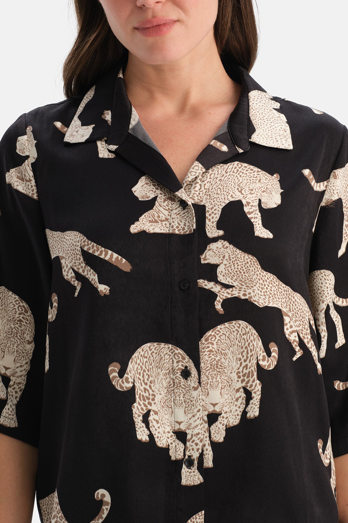 LEOPAR DESENLİ SATEN GÖMLEK PANTOLON TAKIM