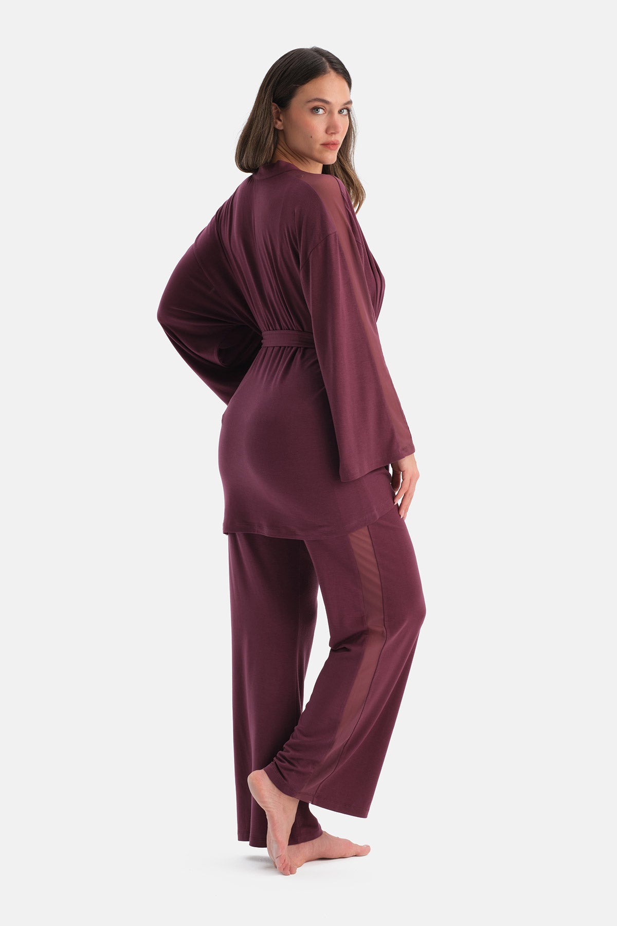 Bordo Dantel Detaylı Sütyen