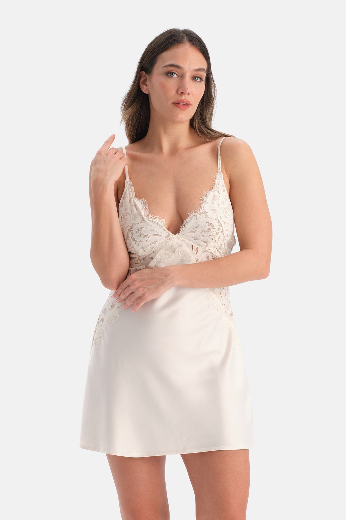 SATEN BRIDE DANTELLİ GECELİK