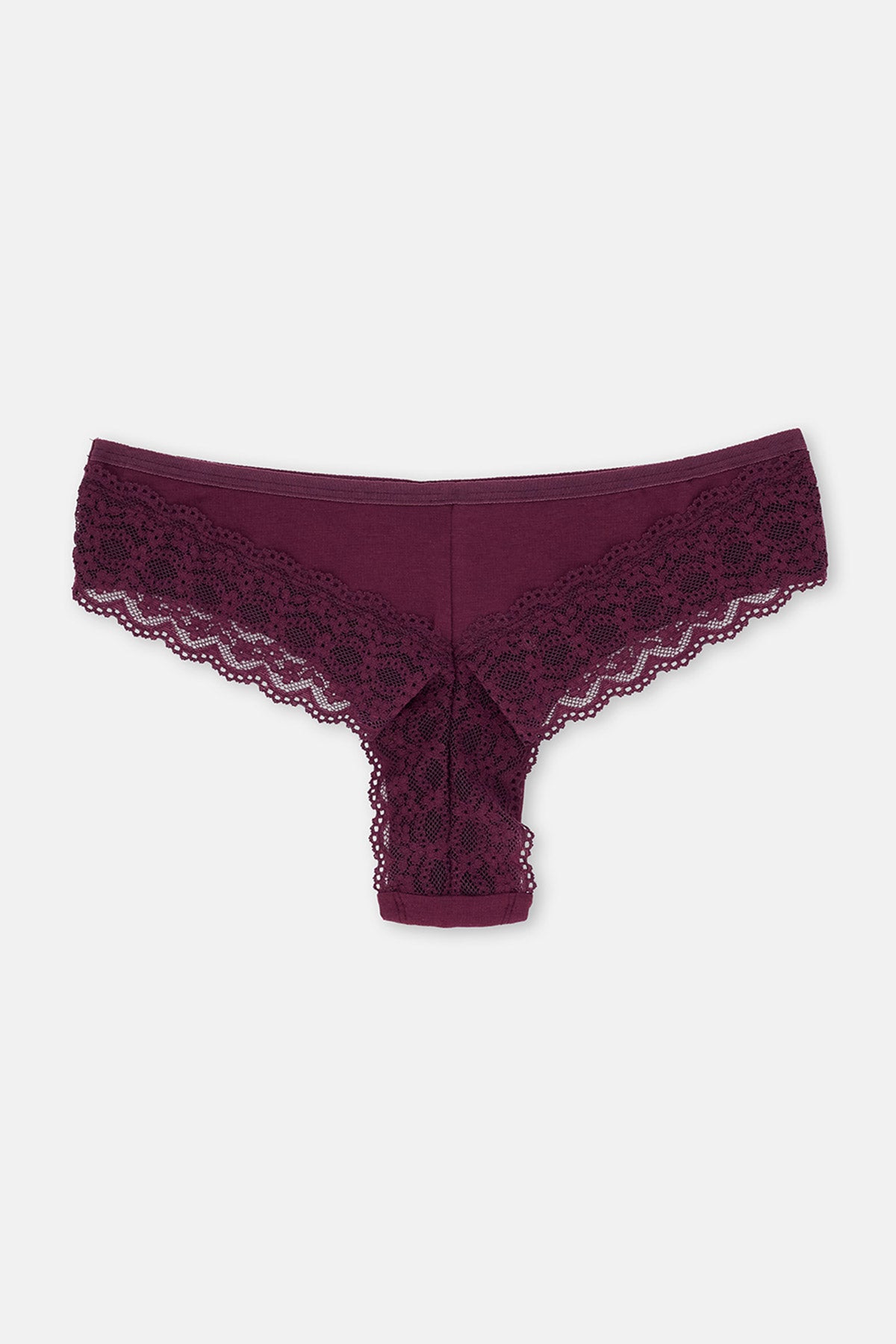 3'LÜ ARKASI DANTEL DETAYLI DÜZ BRAZILIAN KÜLOT