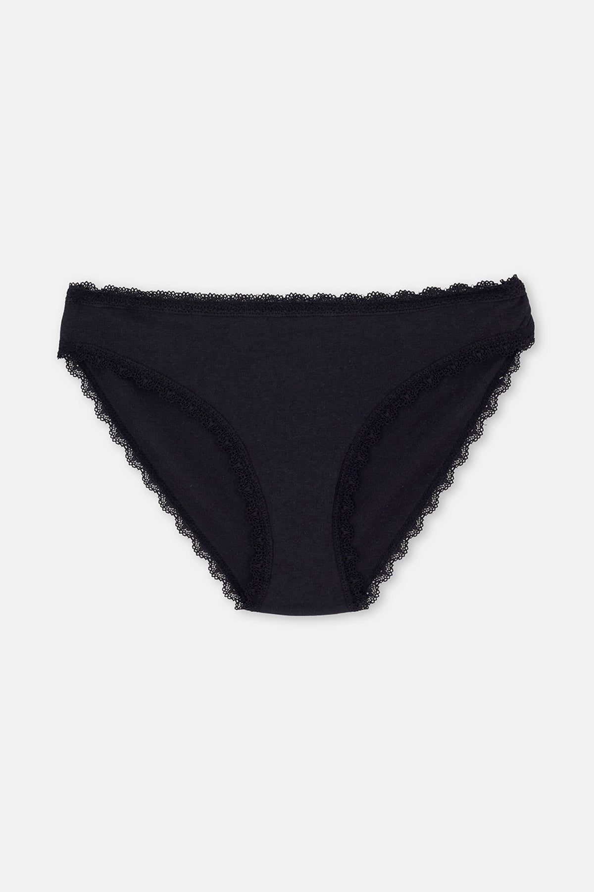 Ekru-Siyah 3'lü Bel ve Paça Dantel Detaylı Baskılı Brief Külot