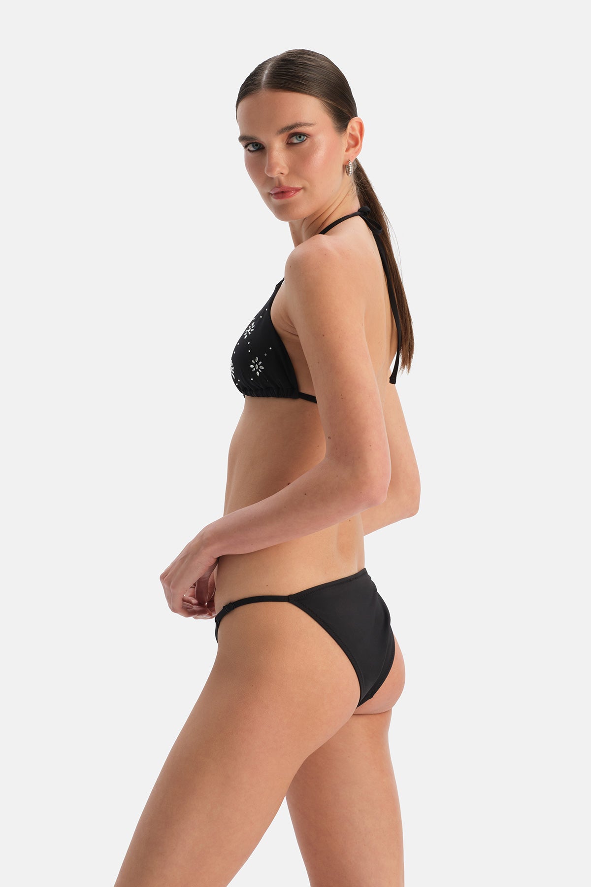 Siyah Spagetti Bikini Alt