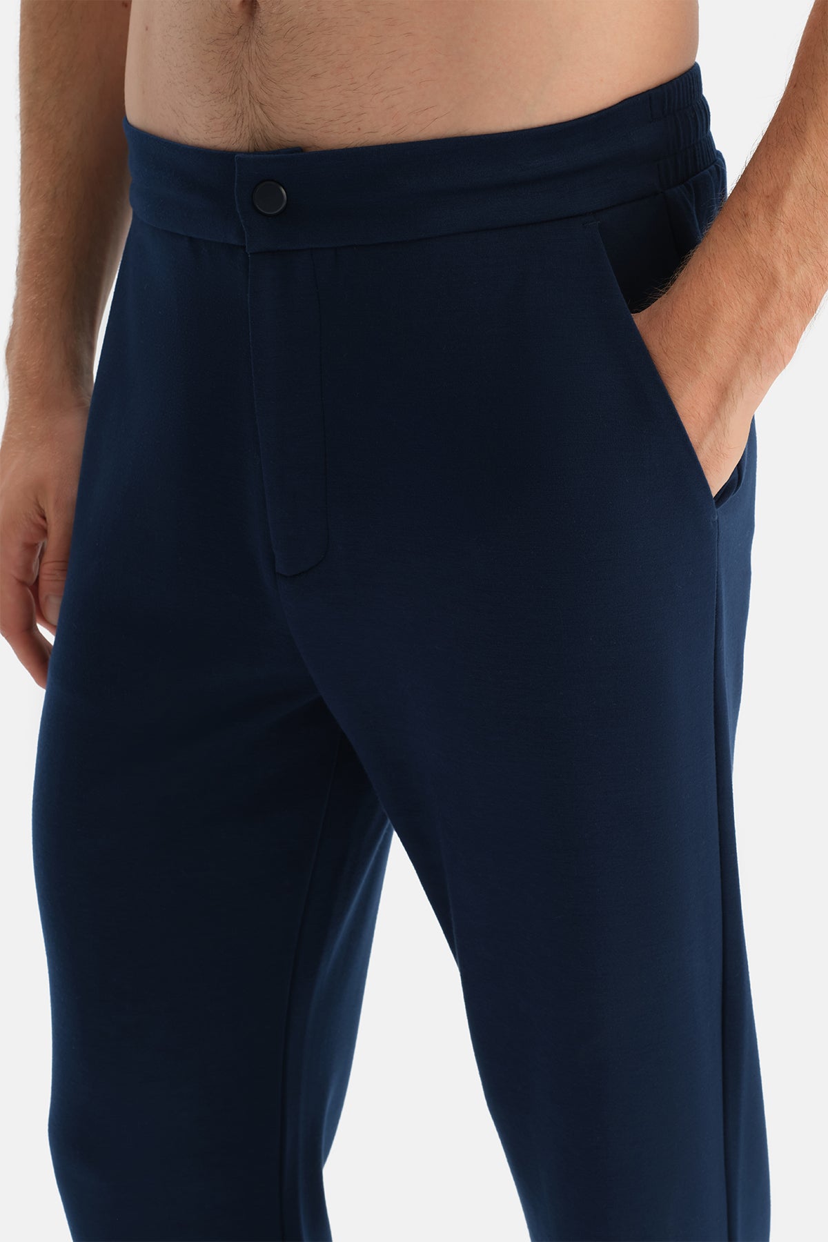 Lacivert Çıtçıt Detaylı Pantolon