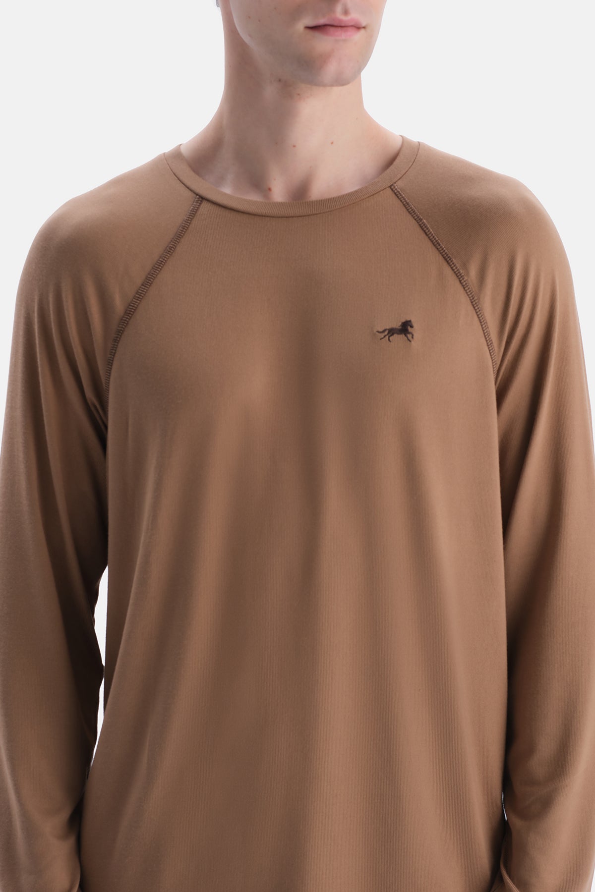 Sütlü Kahve Reglan Kol Termal Tişört Pantolon Takım