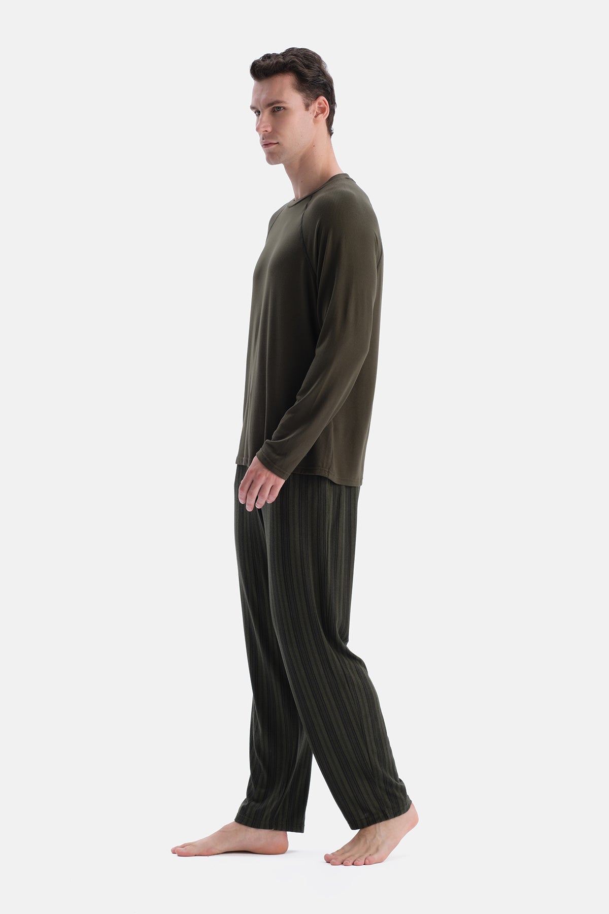 Haki Reglan Kol Termal Tişört Pantolon Takım
