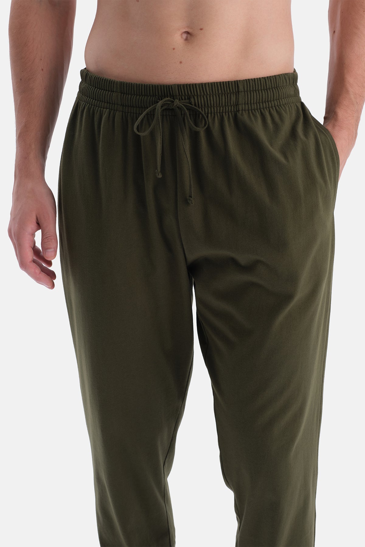 Haki-Siyah İkili Jogger Paça Pamuk Pantolon