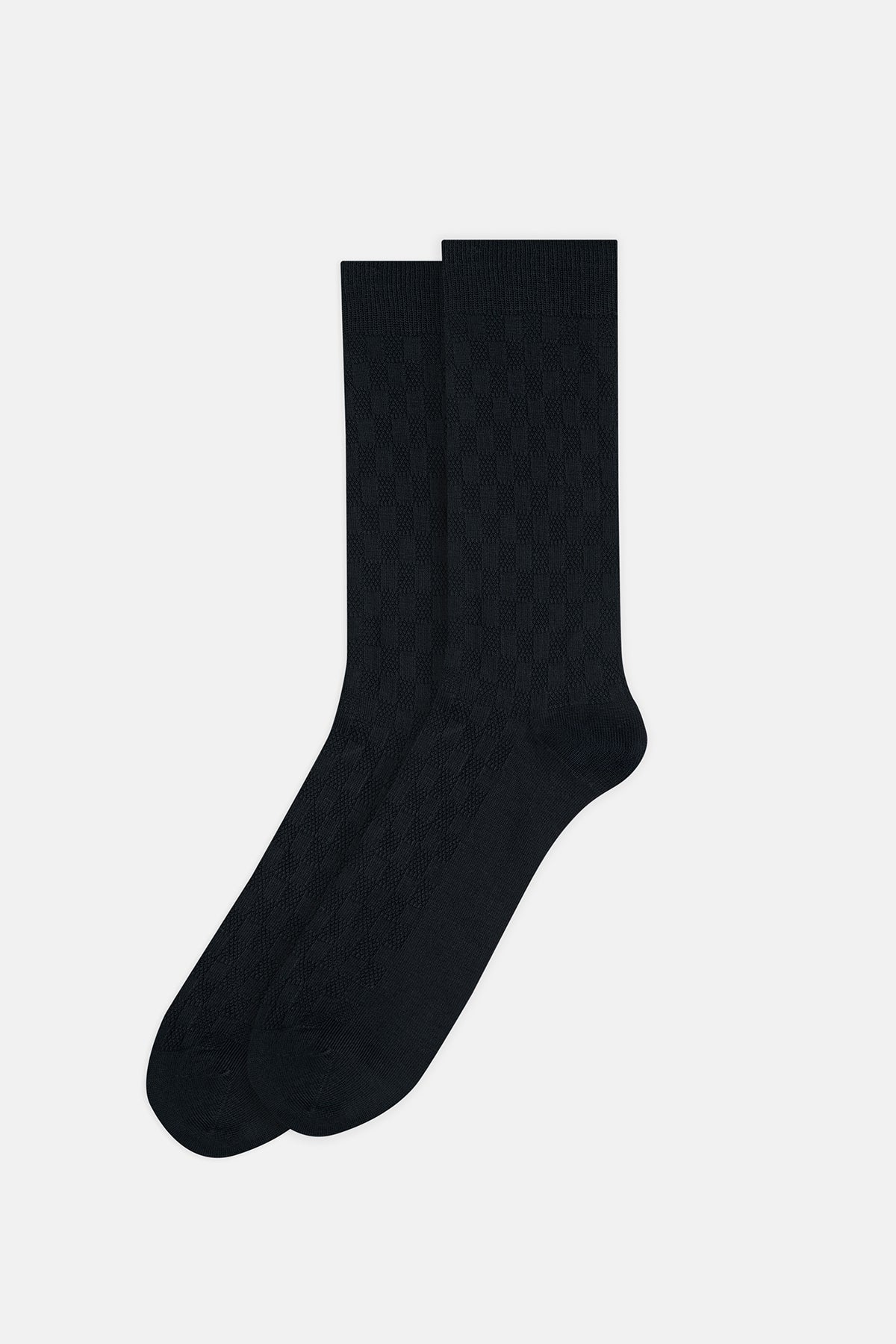 Siyah Erkek Minimal Desen Dokulu Bambu Soket Çorap