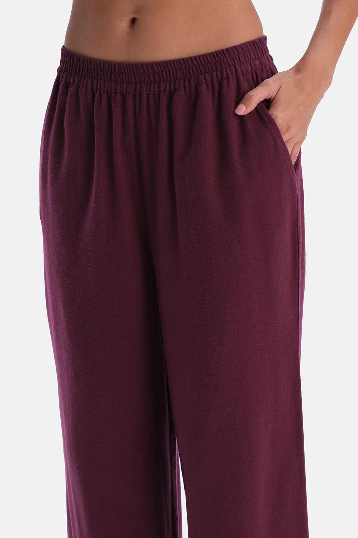 Mürdüm Ekose Flanel İkili Pantolon